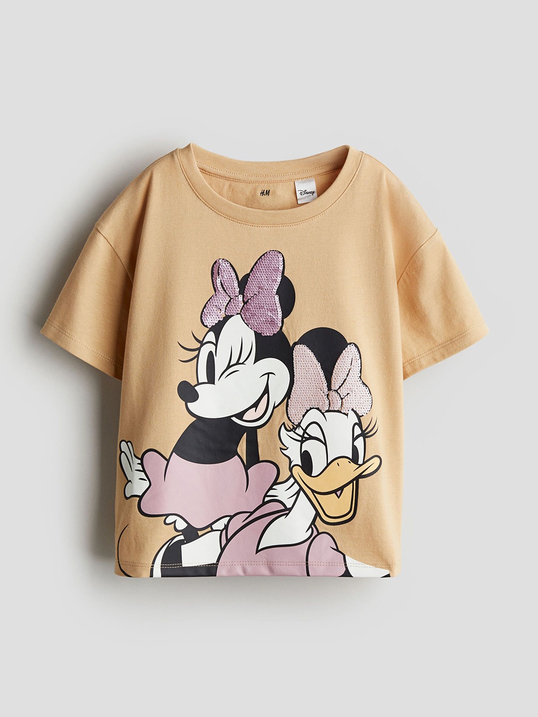 

H&M Girls Embellished Print-Motif T-shirt, Beige