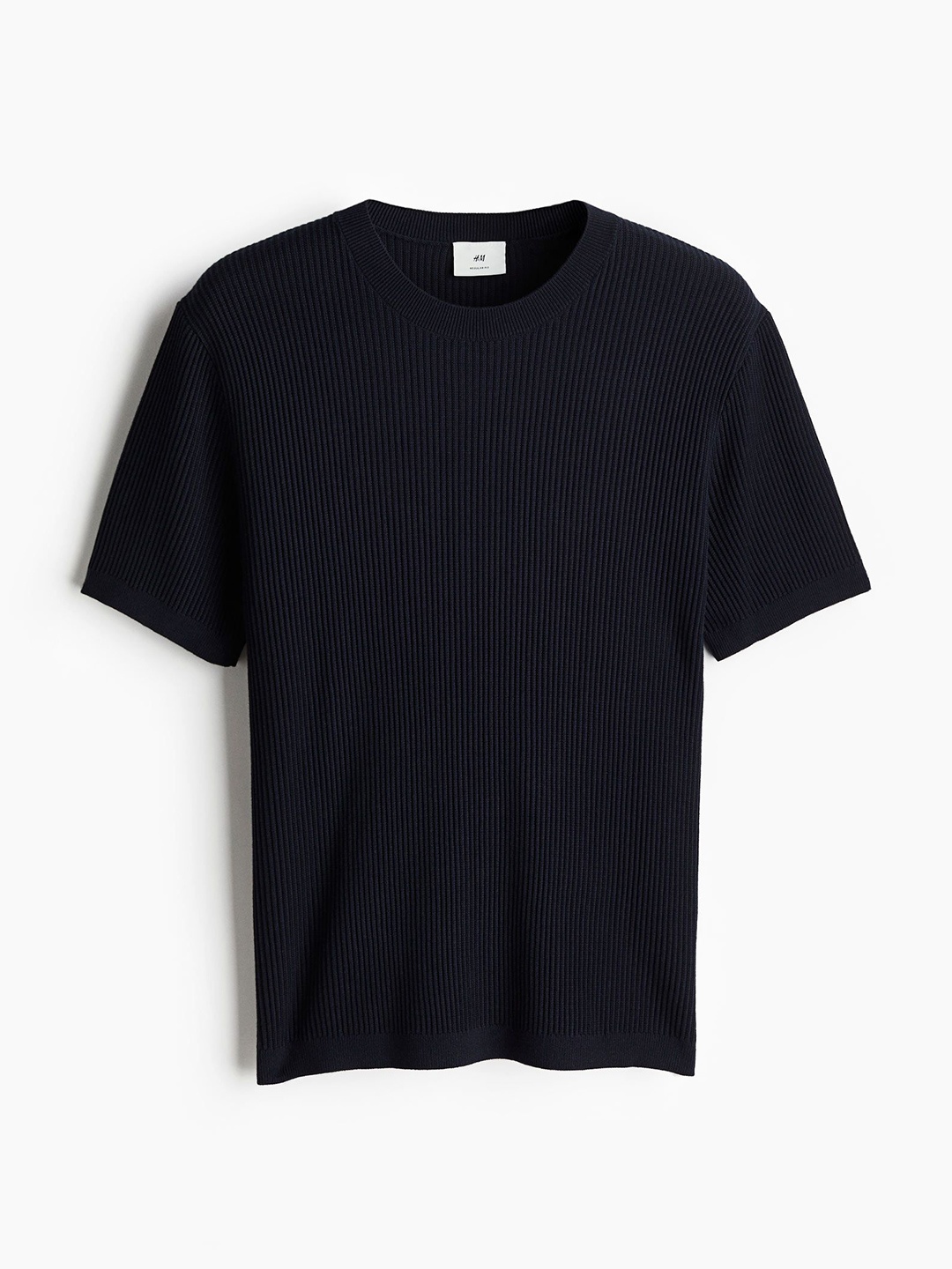 

H&M Men Rib-Knit T-shirt, Blue