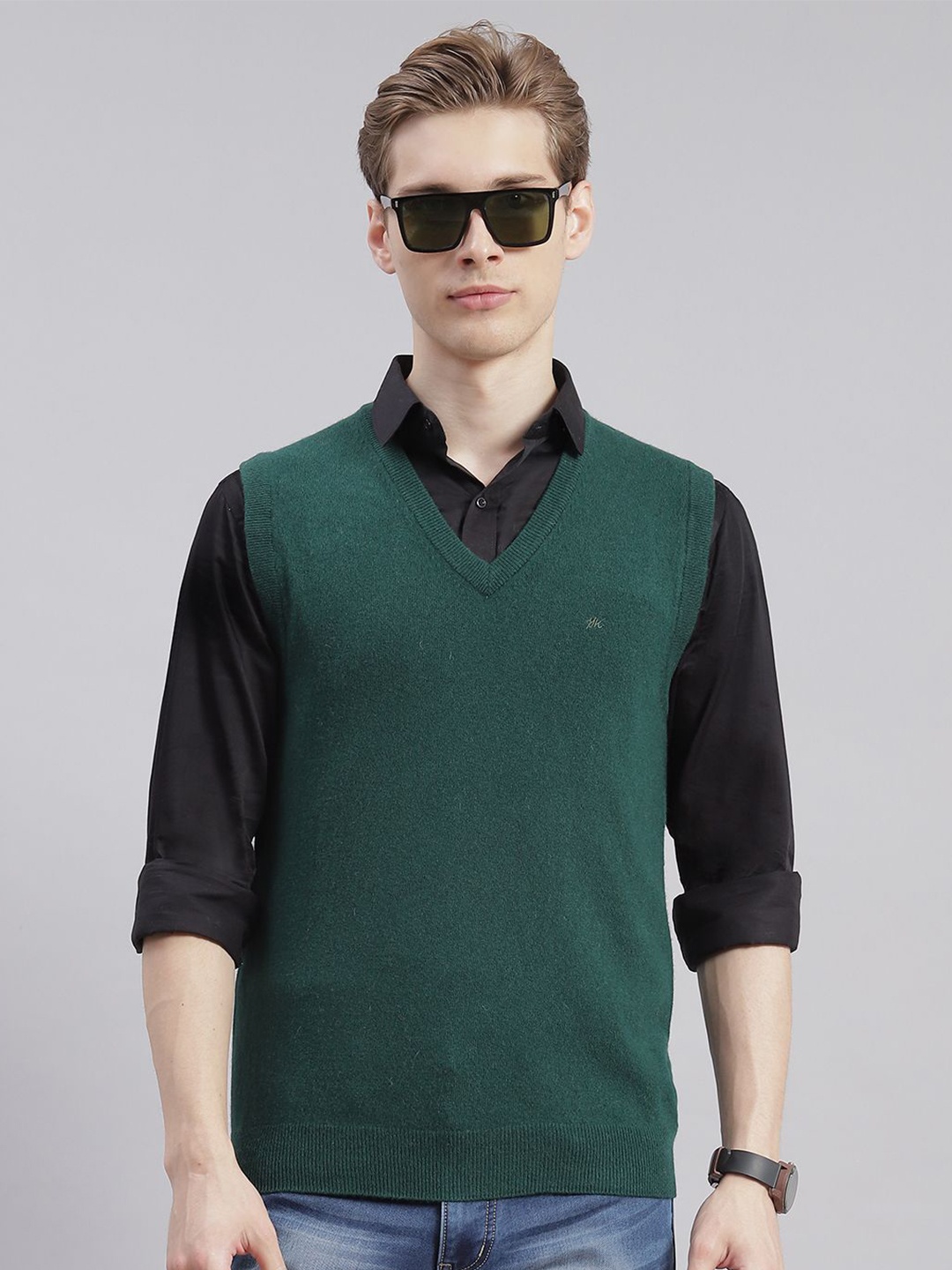 

Monte Carlo Men Woollen Sweater Vest, Green