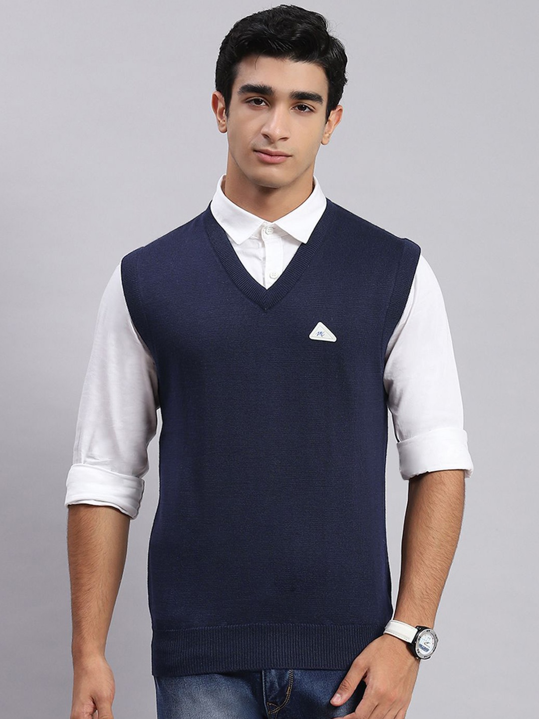 

Monte Carlo Men Woollen Sweater Vest, Navy blue