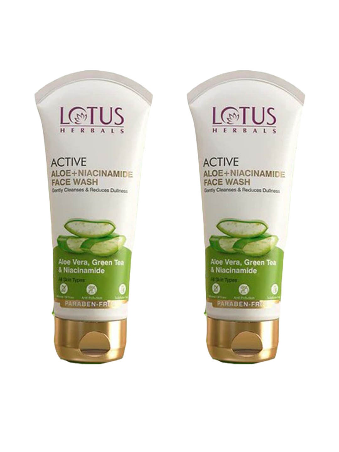 

Lotus Herbals Set Of 2 Active Aloe & Niacinamide Face Wash - 100g Each, Green