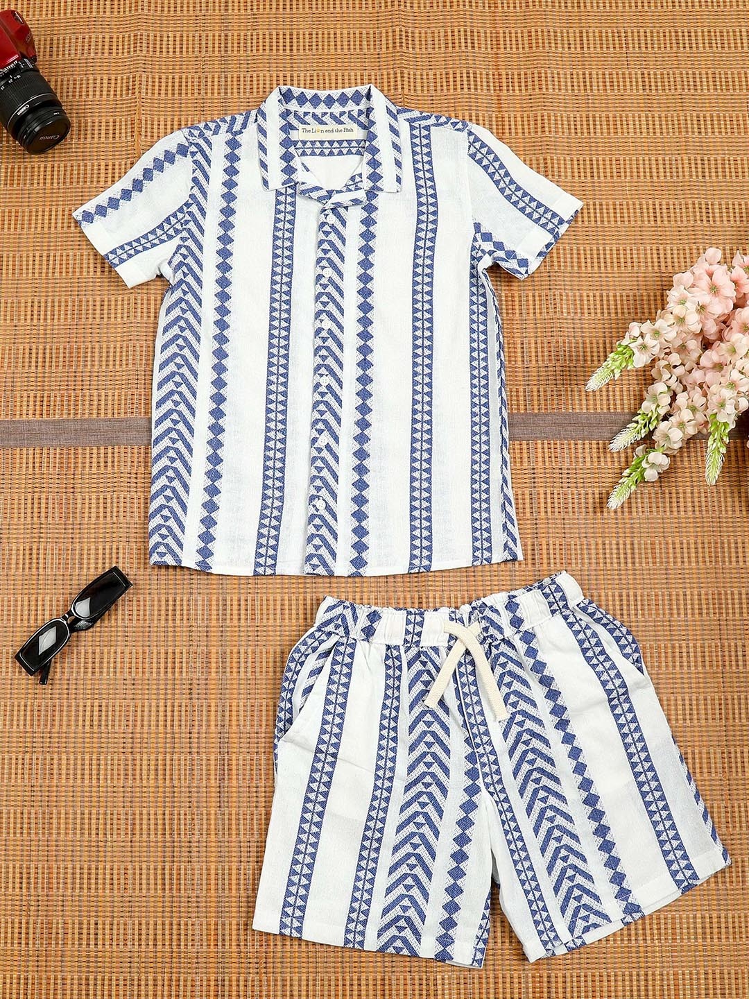 

The Lion and The Fish Boys Striped Shirt & Shorts Co-Ord Set, Blue