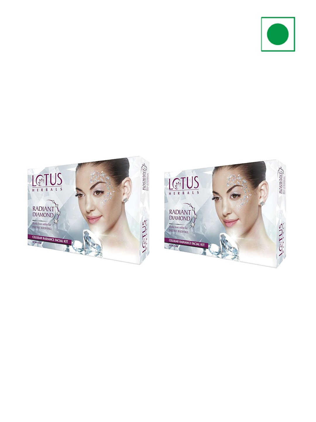 

Lotus Herbals Set Of 2 Radiant Diamond Cellular Radiance Facial Kit- 37g Each, White