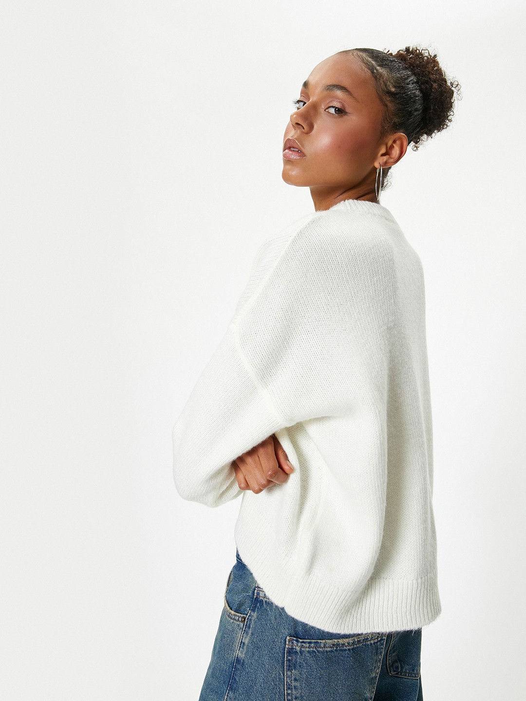 

Koton Women Ribbed Pullover, White
