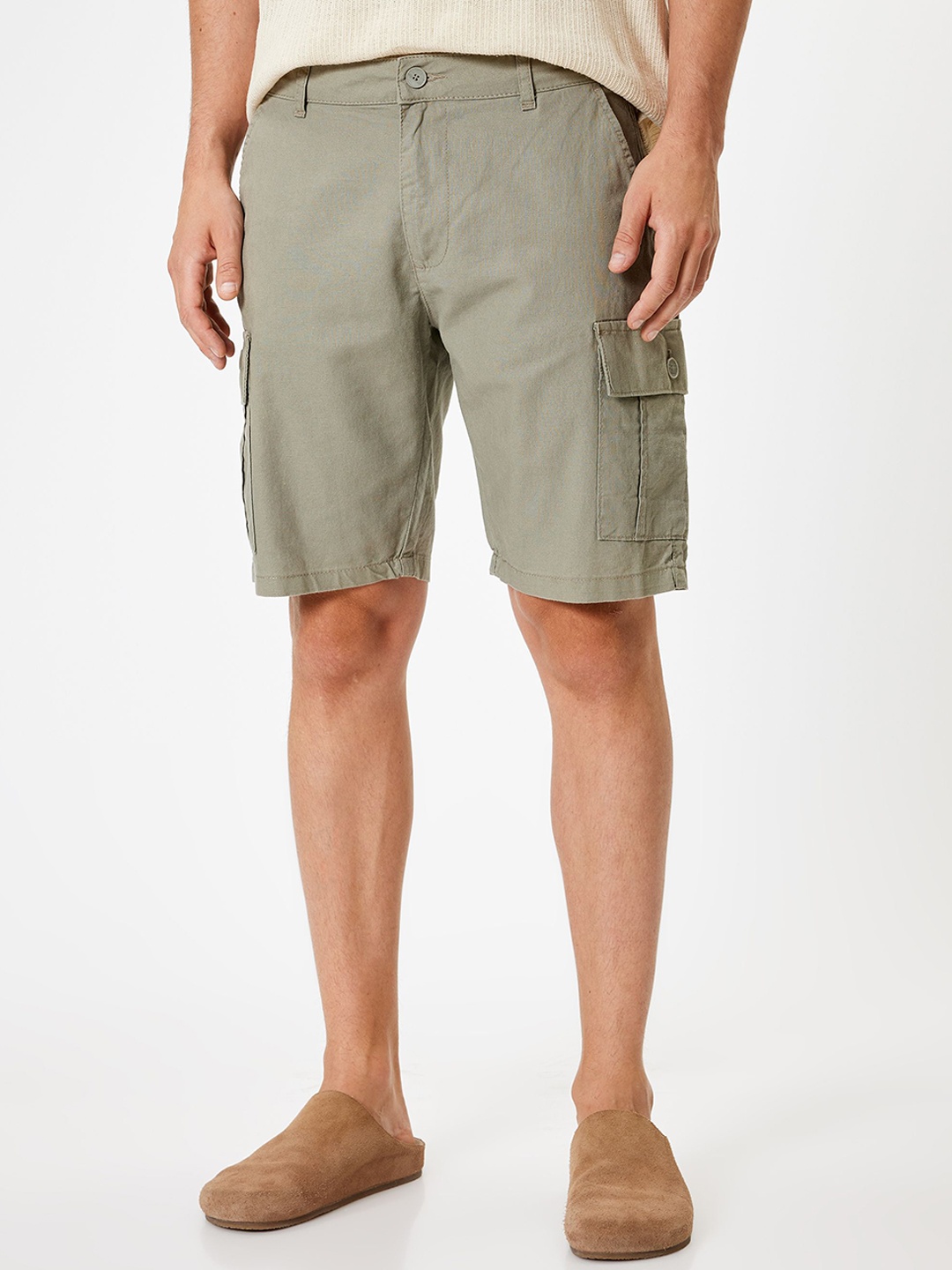 

Koton Men Linen Cargo Shorts, Khaki