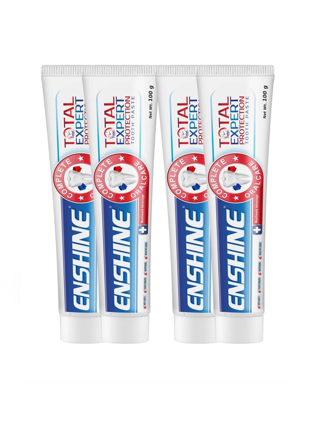 

ENSHINE Set of 4 Total Expert Toothpaste for Complete Oralcare - 100 g each, White