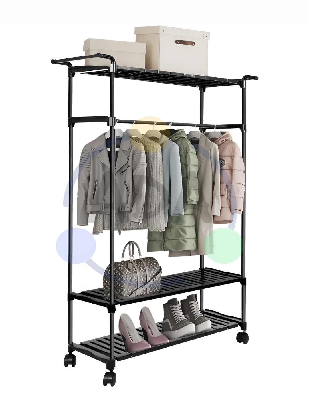 

ADA Handicraft Black 2 Tier Rectangle Multi Purpose Rack