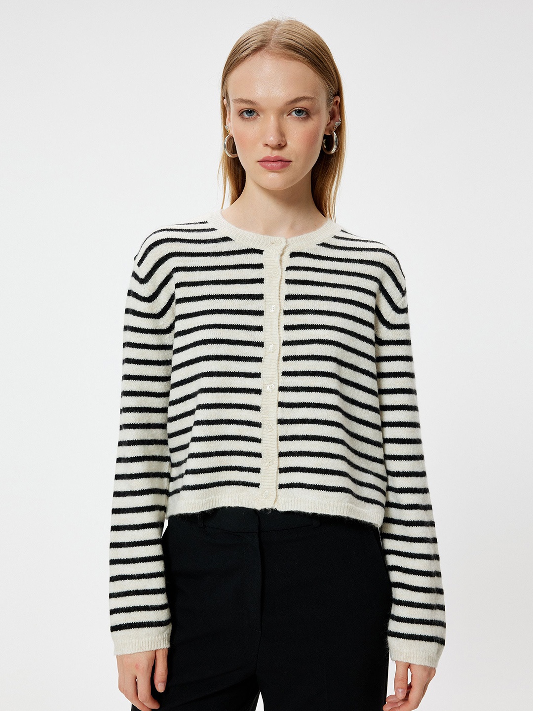 

Koton Women Striped Cardigan, Beige