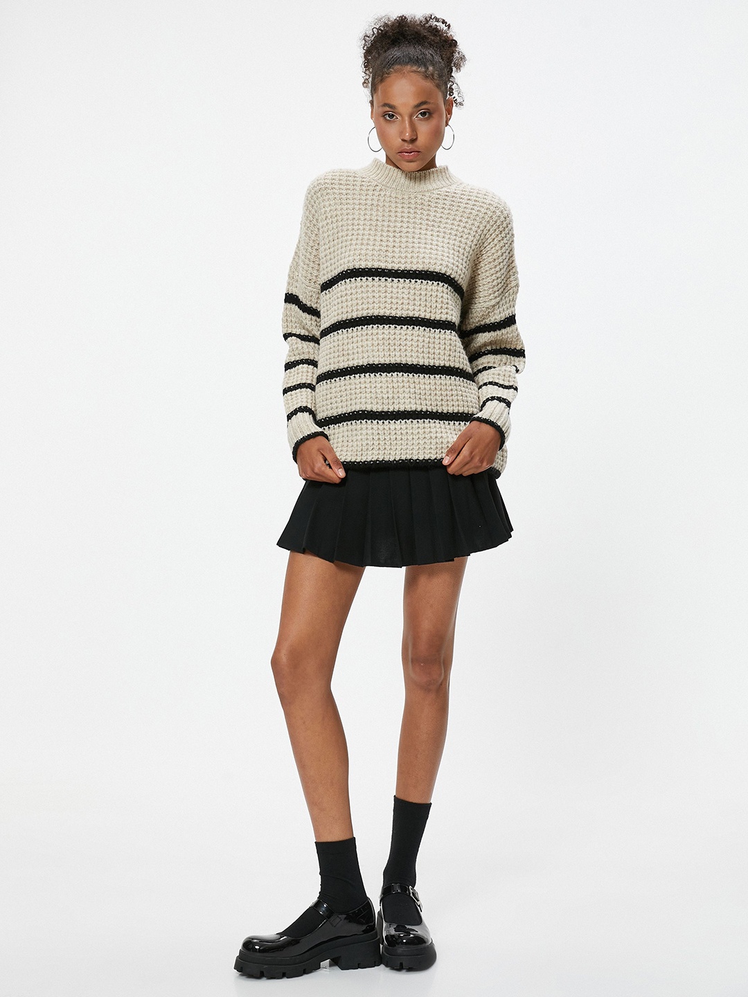 

Koton Women Striped Pullover, Beige