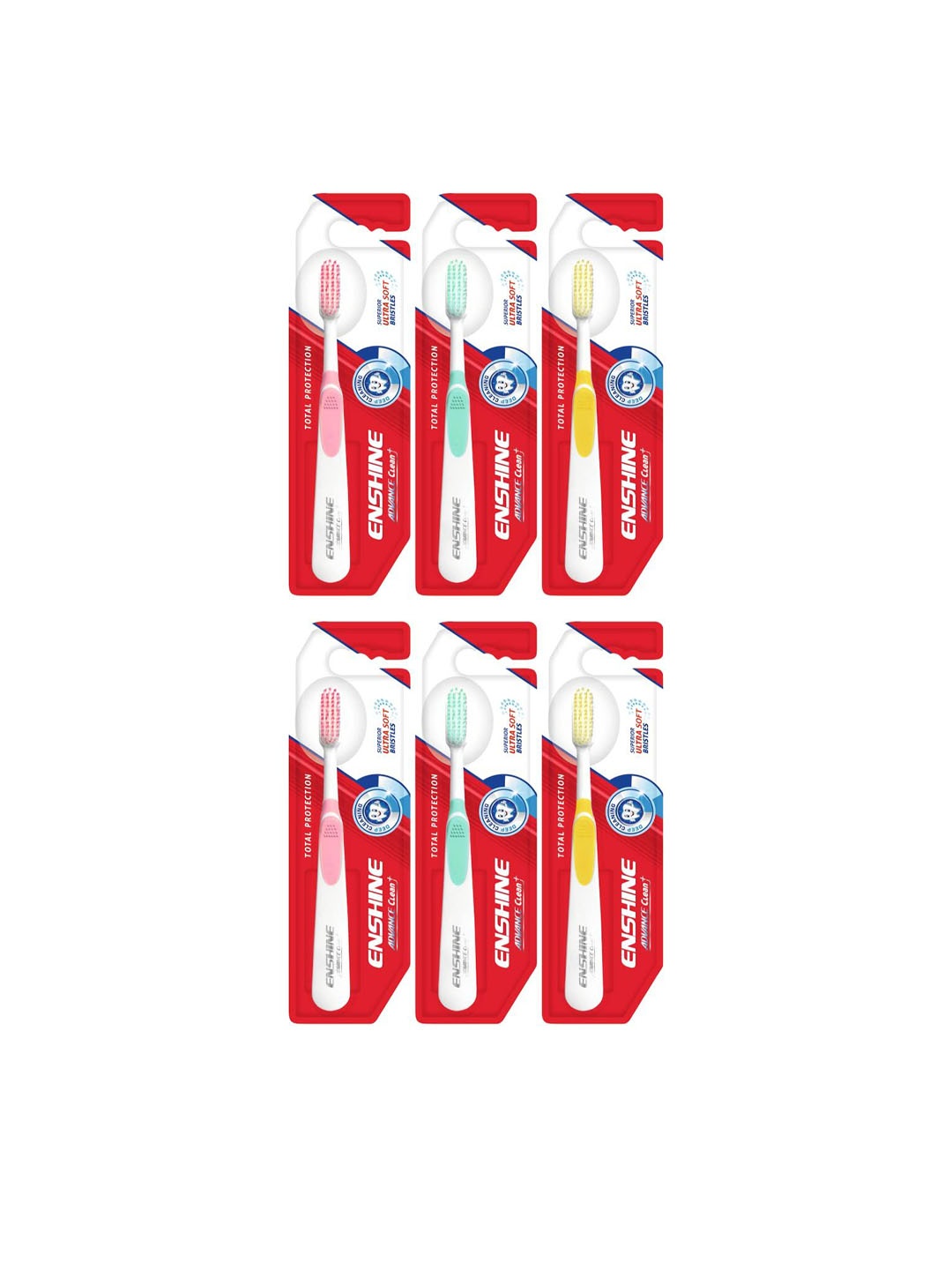 

ENSHINE Set of 6 Advance Clean Plus Toothbrush with Ultra Soft Bristles, White