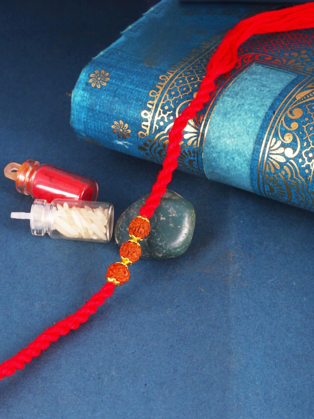 

Vighnaharta Set of 4 Pearls Beaded Thread Rakhis, Red