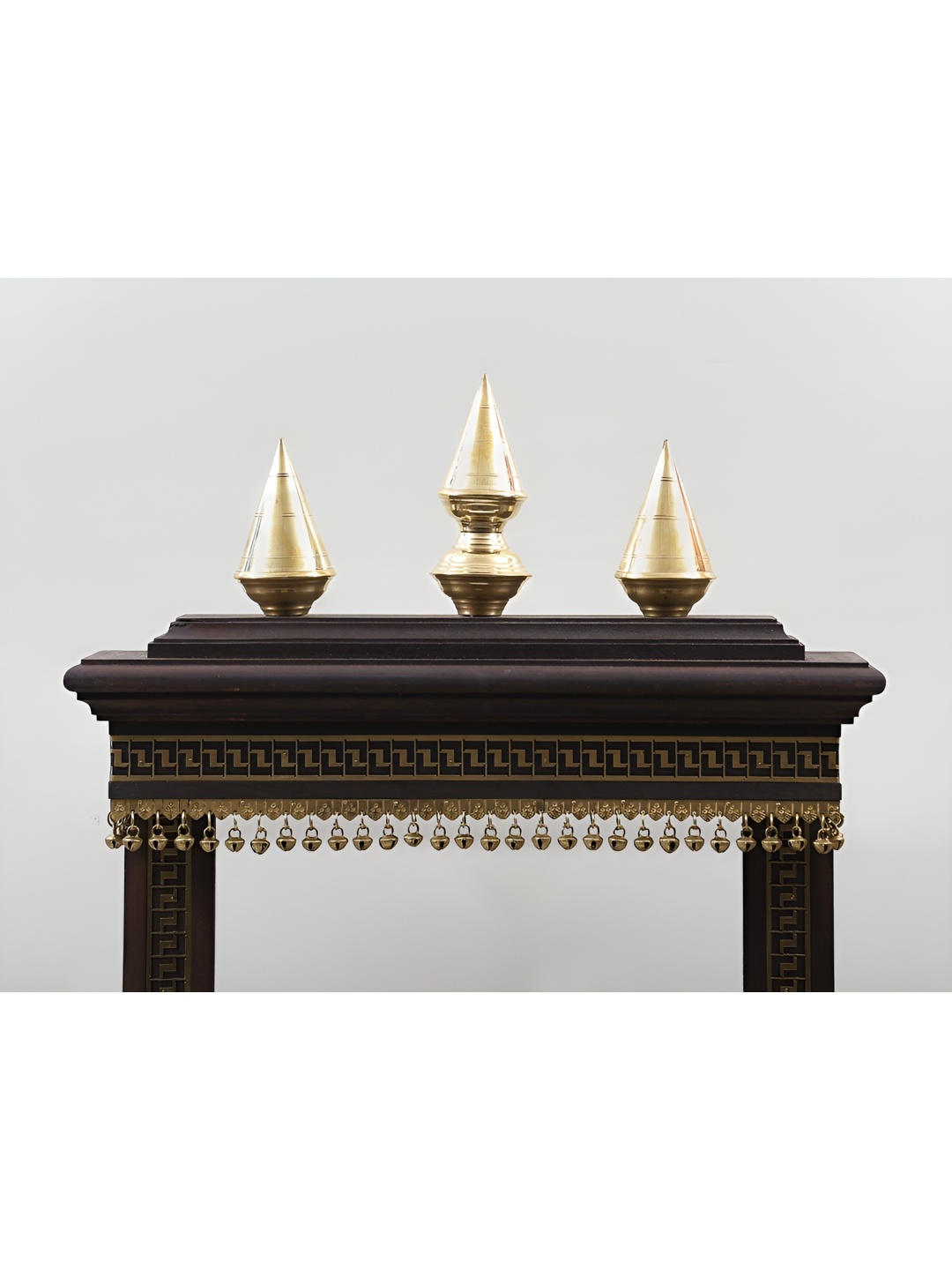 

Exotic India Wooden Designer Temple with Brass Ghungroos, Brown