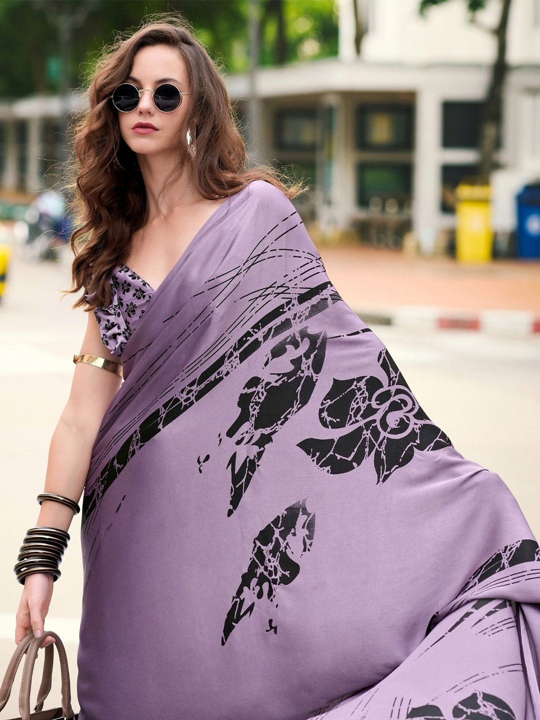 

MySilkLove Satin Saree, Purple