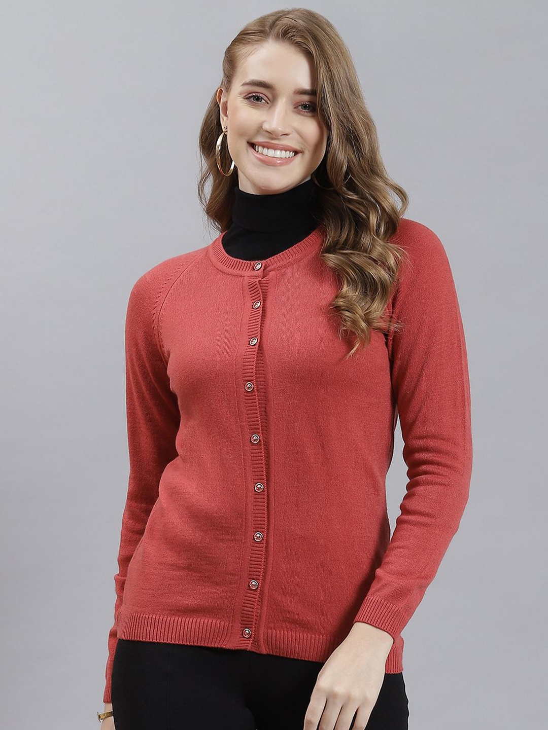 

Monte Carlo Women Woollen Cardigan, Rust