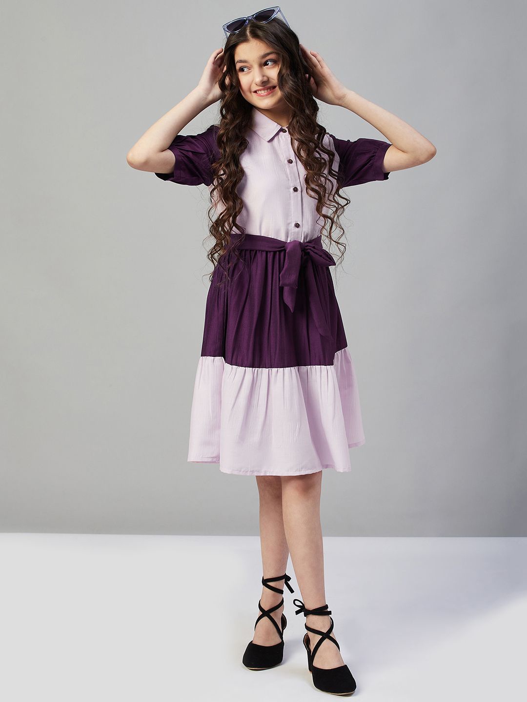 

Stylo Bug Colourblocked A-Line Dress, Pink