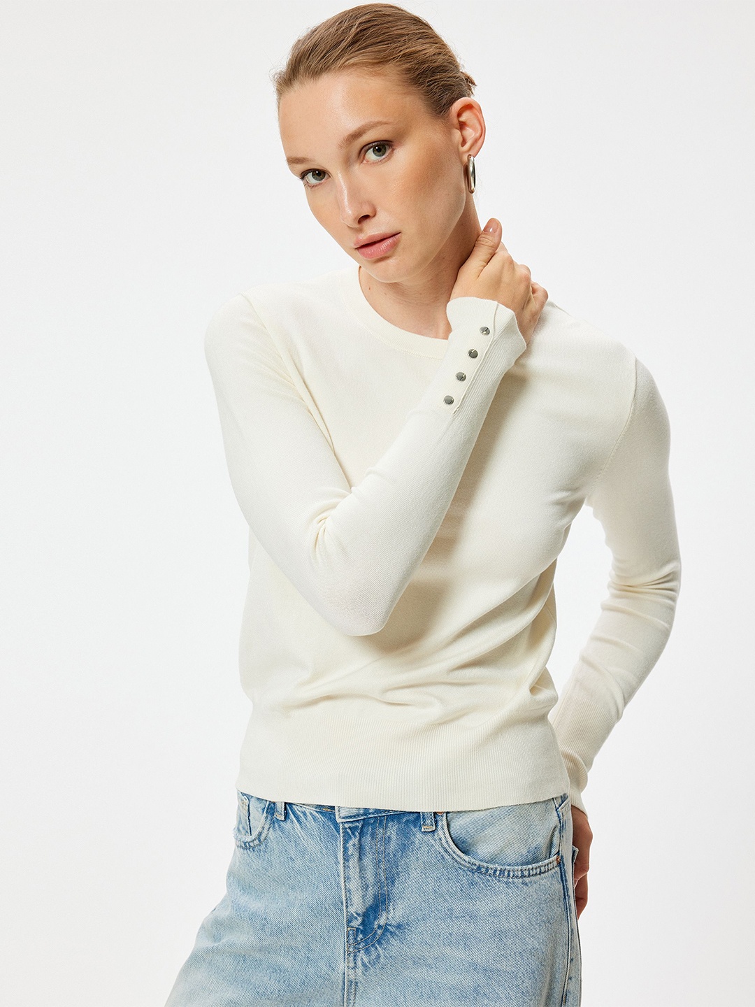 

Koton Women Ribbed Pullover, Beige