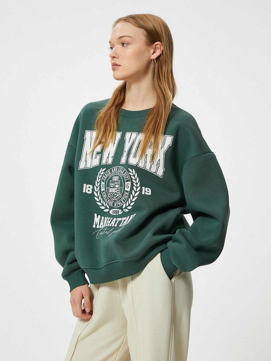 

Koton Women Alphanumeric Printed Sweatshirt, Green