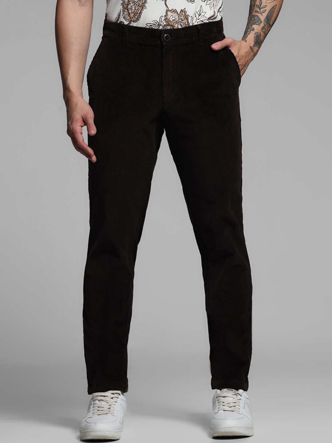 

Jack & Jones Men Slim Fit Chinos Trousers, Brown