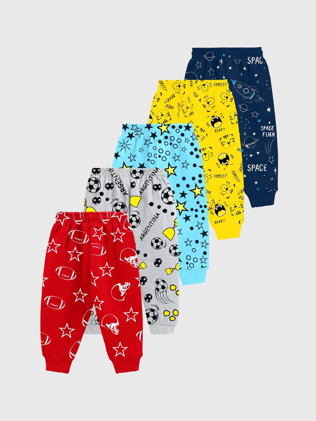 

KUCHIPOO Infant Boys Pack Of 5 Printed Joggers, Red