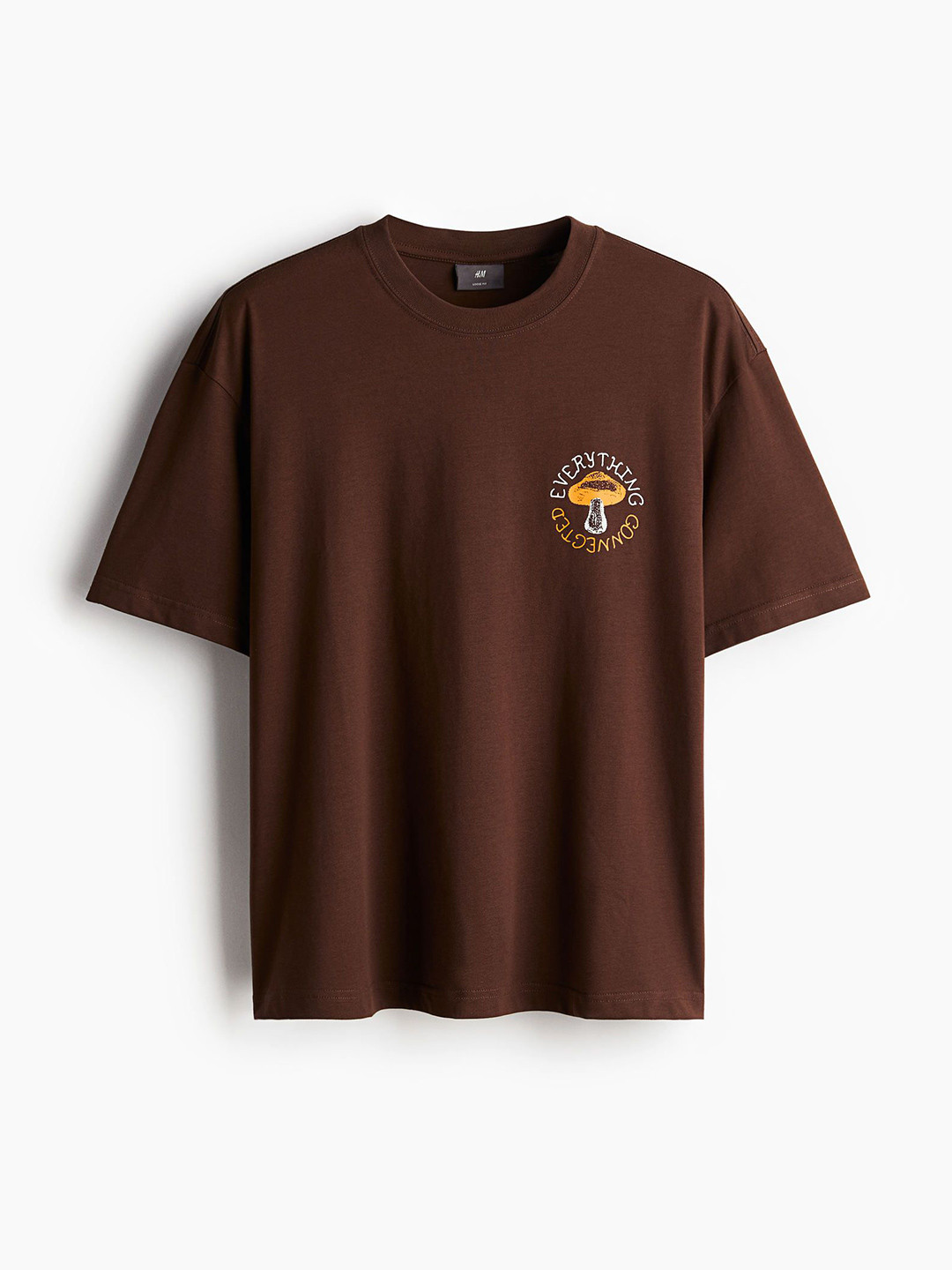 

H&M Men Loose Fit Printed Cotton T-Shirt, Brown