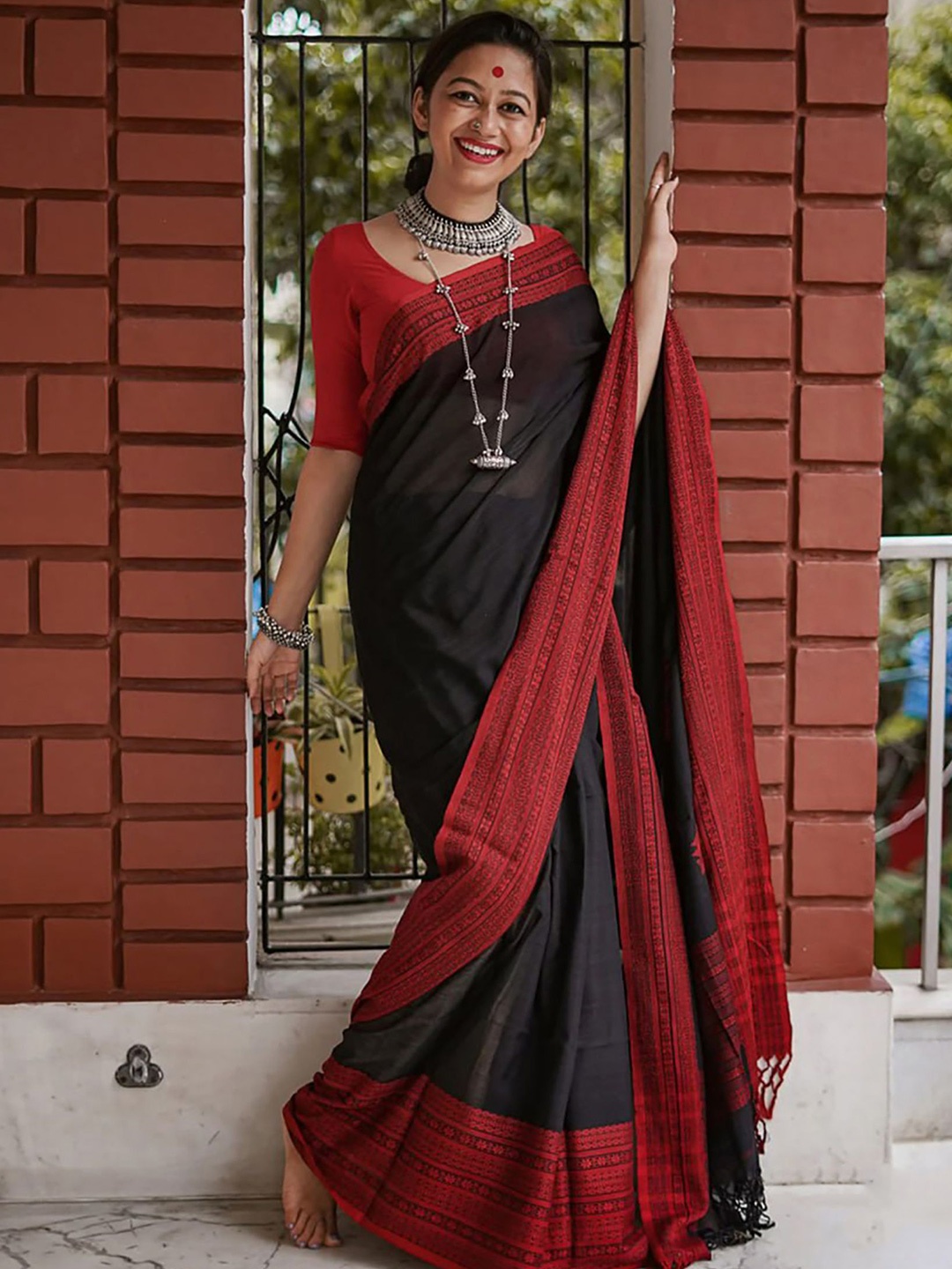 

Anjaneya Chanderi Saree, Black