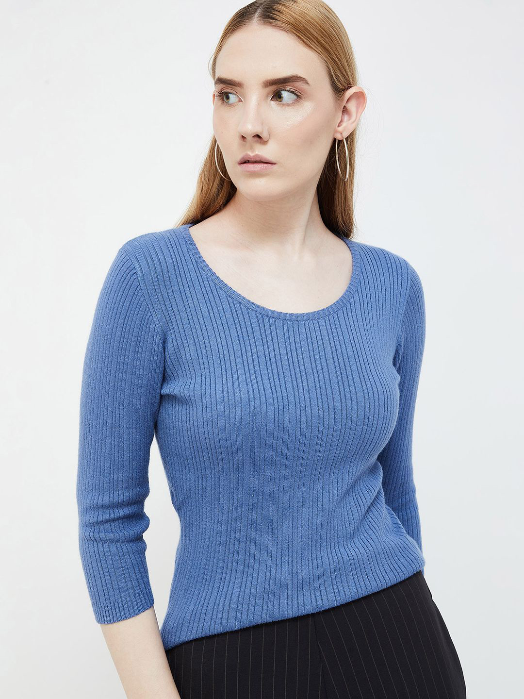 

CODE by Lifestyle Women Solid Round Neck Top, Blue