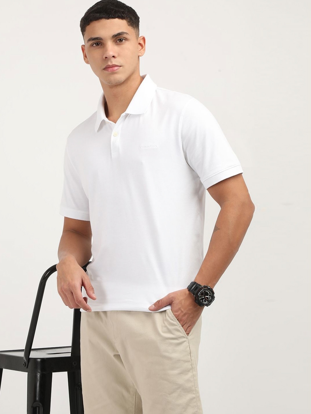 

Calvin Klein Jeans Men Polo Collar Pockets T-shirt, White