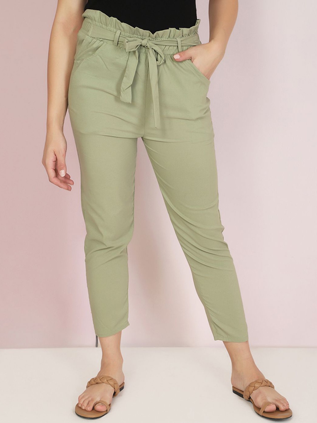 

BUY NEW TREND Women Relaxed Trousers, Green