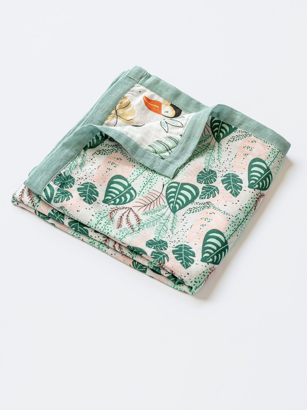 

cocoon care Sea Green & White Floral AC Room 350 GSM Single Bed Blanket