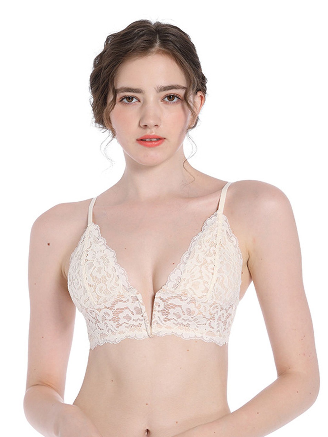 

LULU & SKY Floral Bra Medium Coverage Lightly Padded, Beige