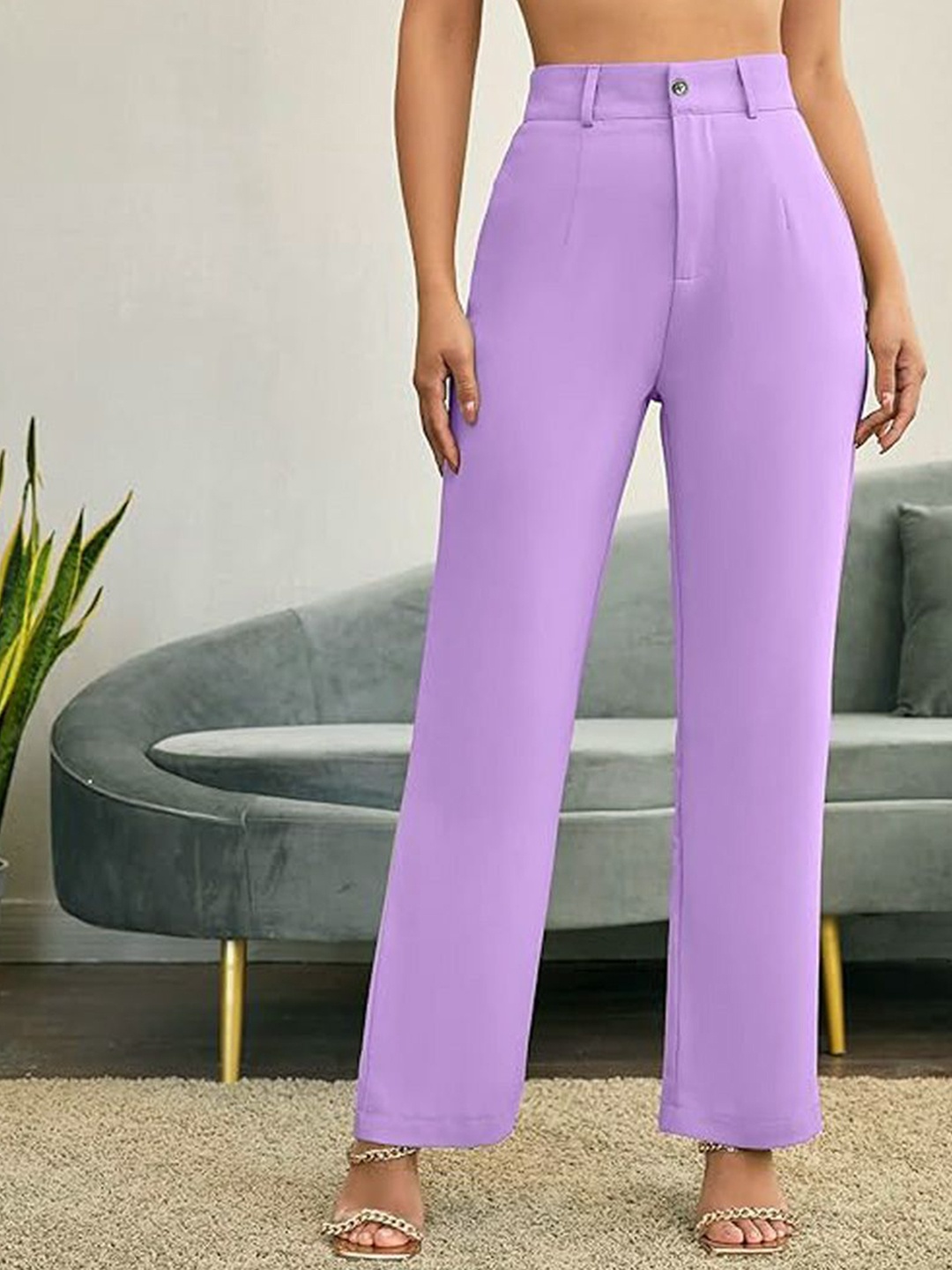 

BAESD Girls Relaxed Straight Leg Straight Fit High-Rise Trousers, Purple