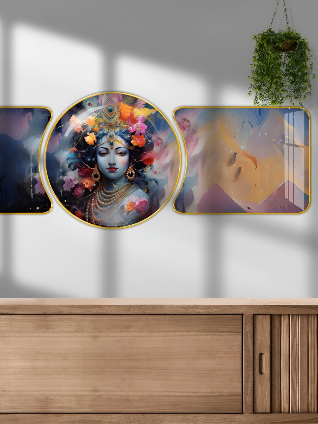 

SAF Grey & Beige 3 Piece Wood Abstract Wall Paintings