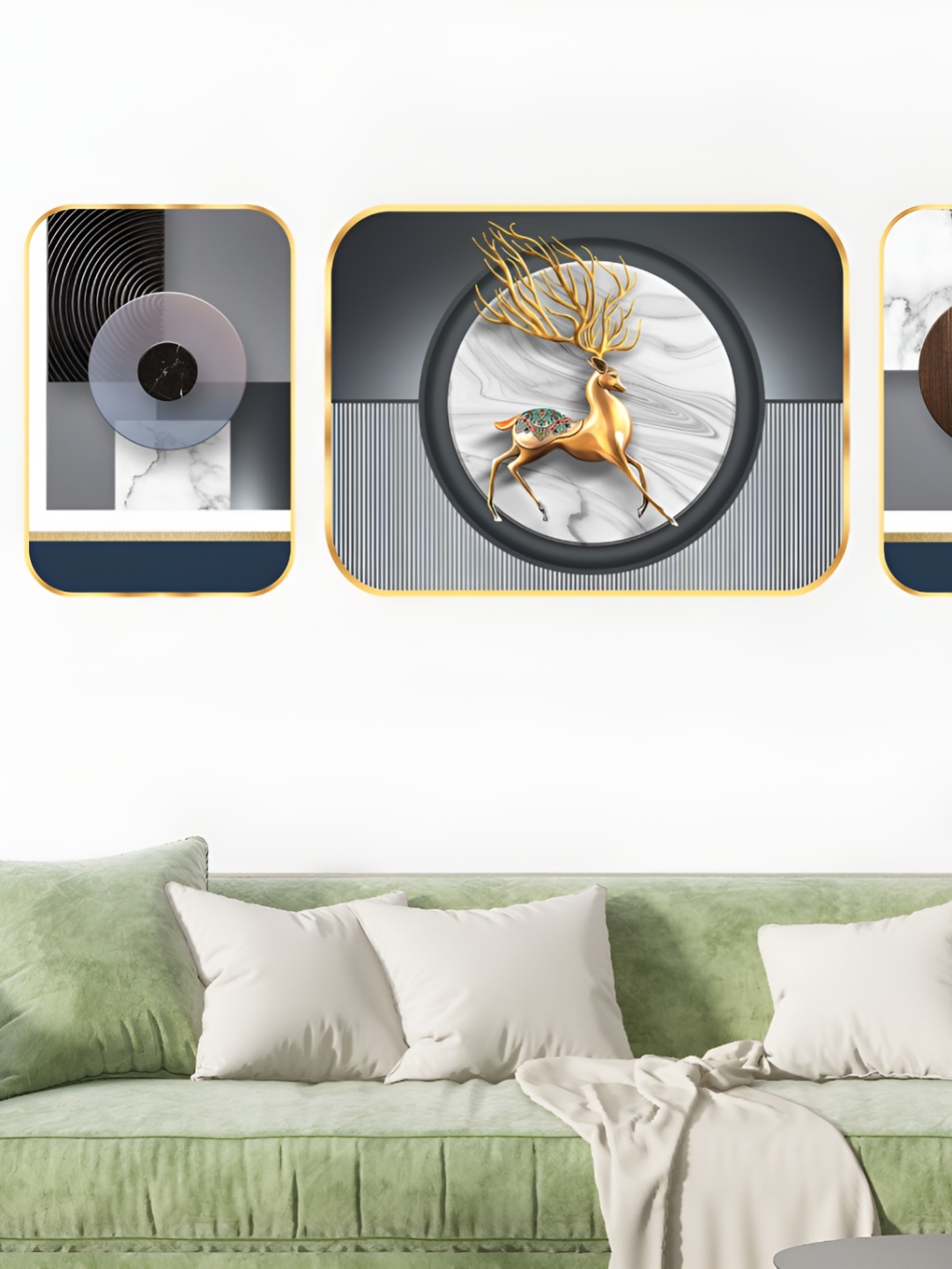 

SAF White & Grey 3 Piece Wood Abstract Wall Paintings
