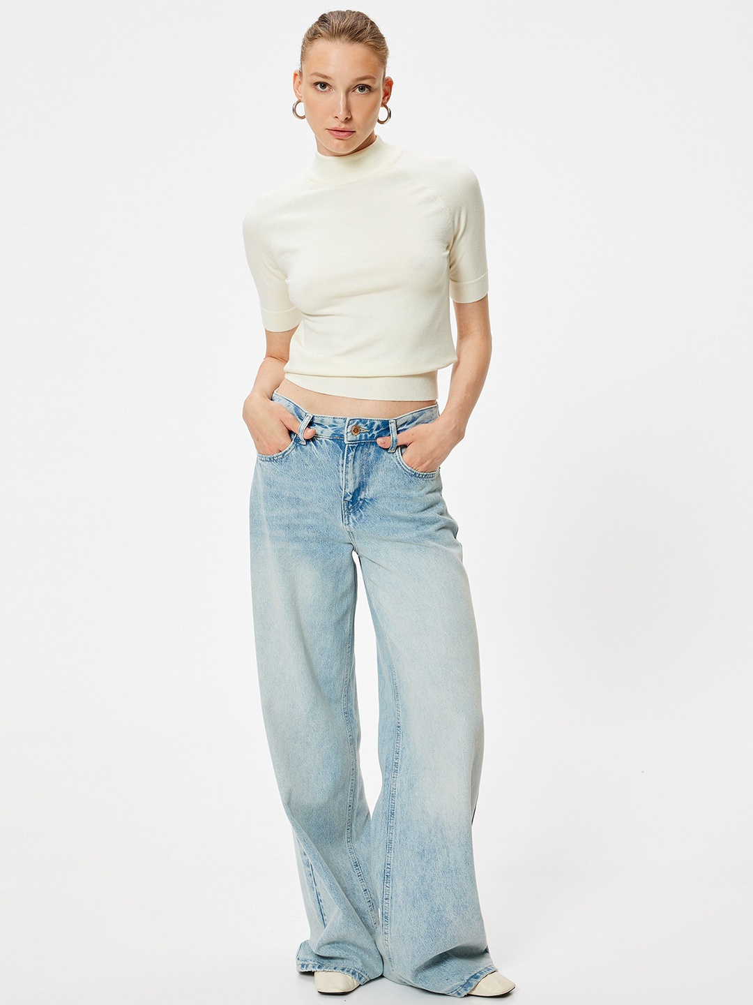 

Koton Round Neck Top, Beige
