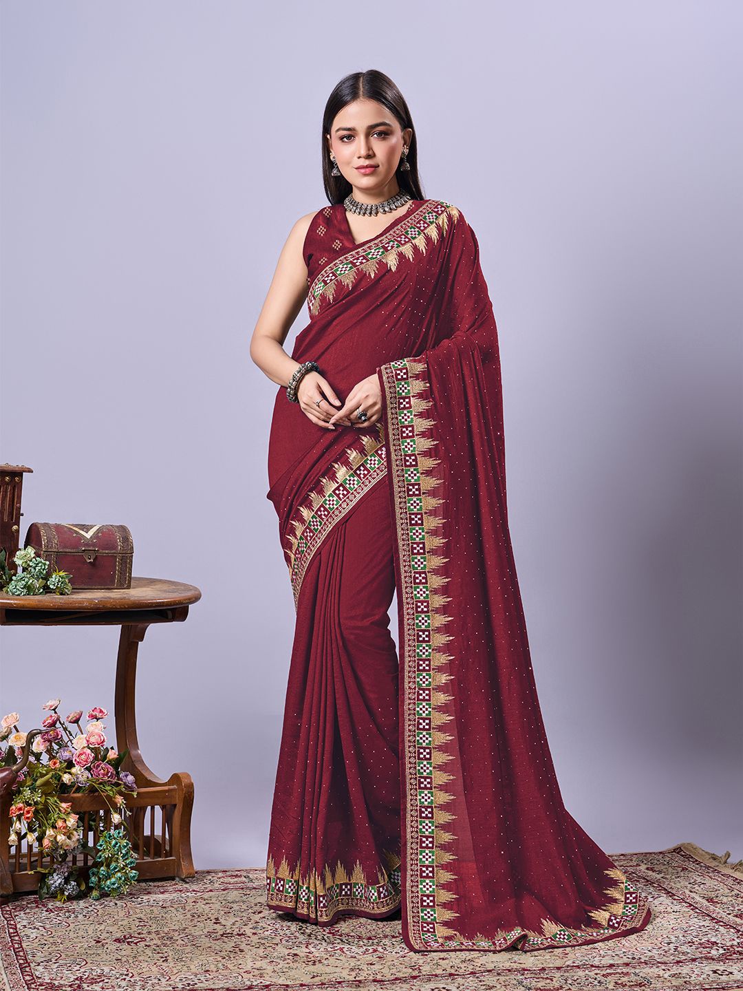 

Kasak Embroidered Sambalpuri Saree, Maroon