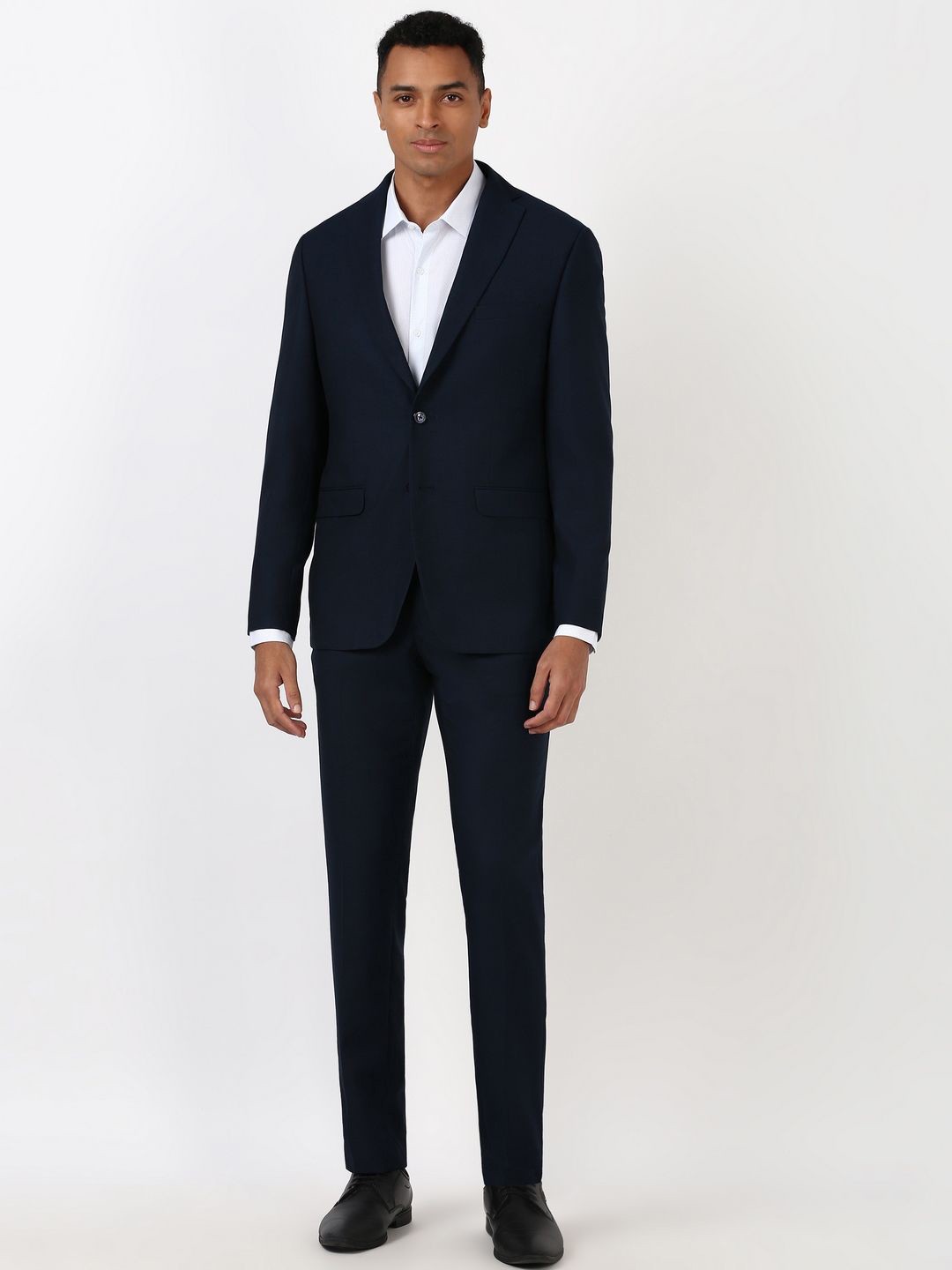 

Peter England Elite Men Printed Slim-Fit Single-Breasted Suits, Navy blue