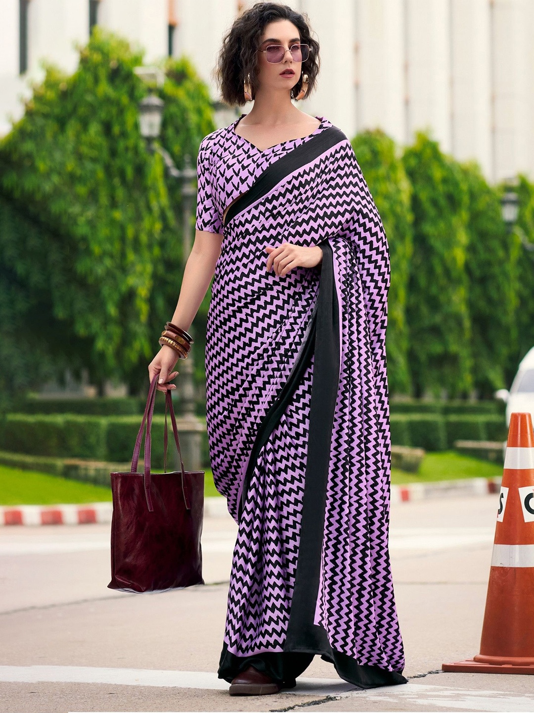 

MySilkLove Satin Saree, Purple