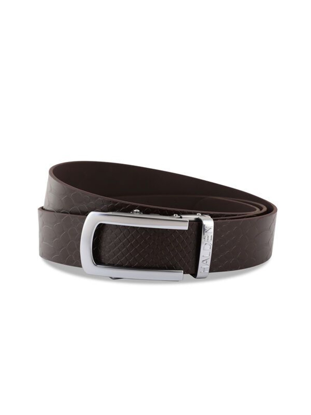 

HALDEN Men Slider Buckle Closure Textured Casual Belt, Brown