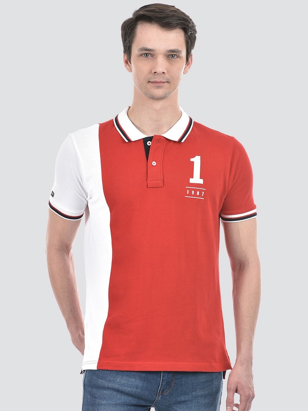 

Numero Uno Men Colourblocked Polo Collar Cotton T-Shirt, Red
