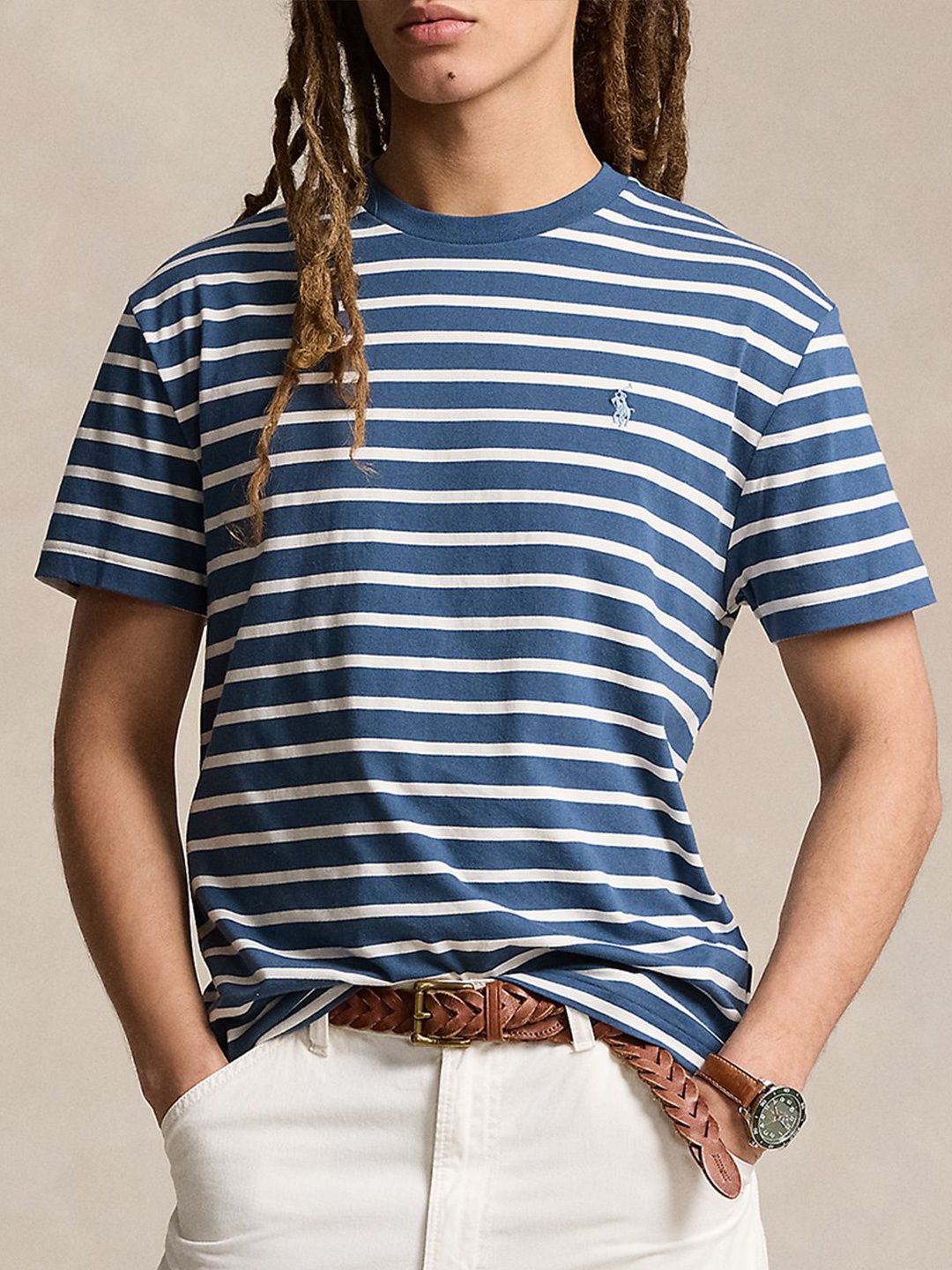 

Polo Ralph Lauren Men Striped Round Neck T-shirt, Blue