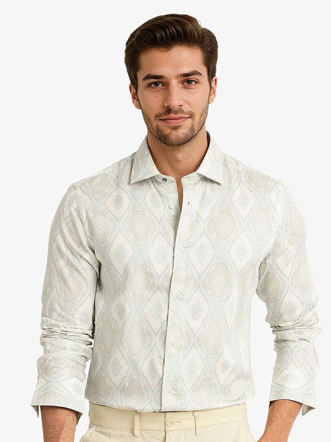 

RARE RABBIT Men Comfort Opaque Casual Shirt, Off white