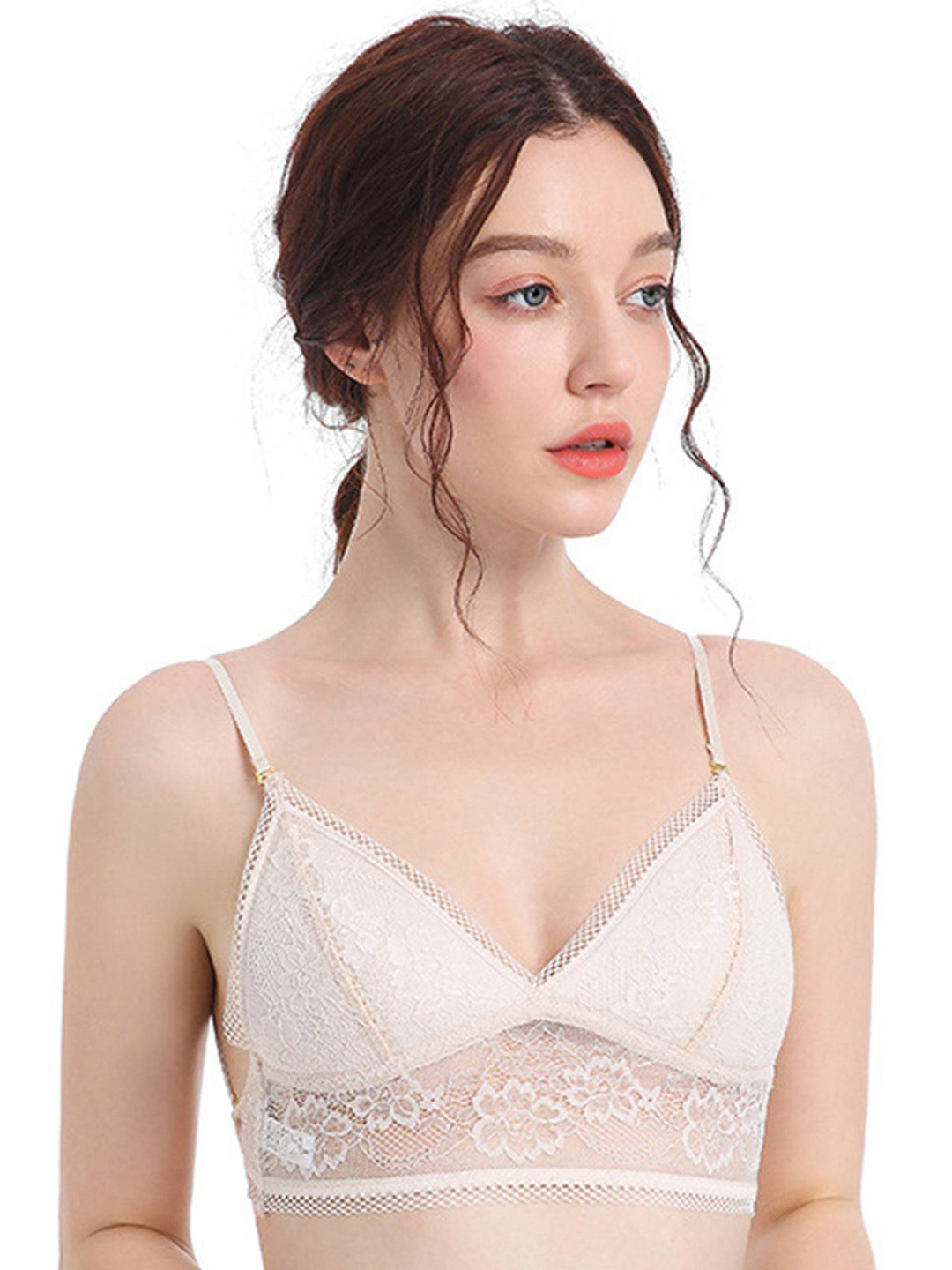 

LULU & SKY Floral Bra Medium Coverage Lightly Padded, Beige