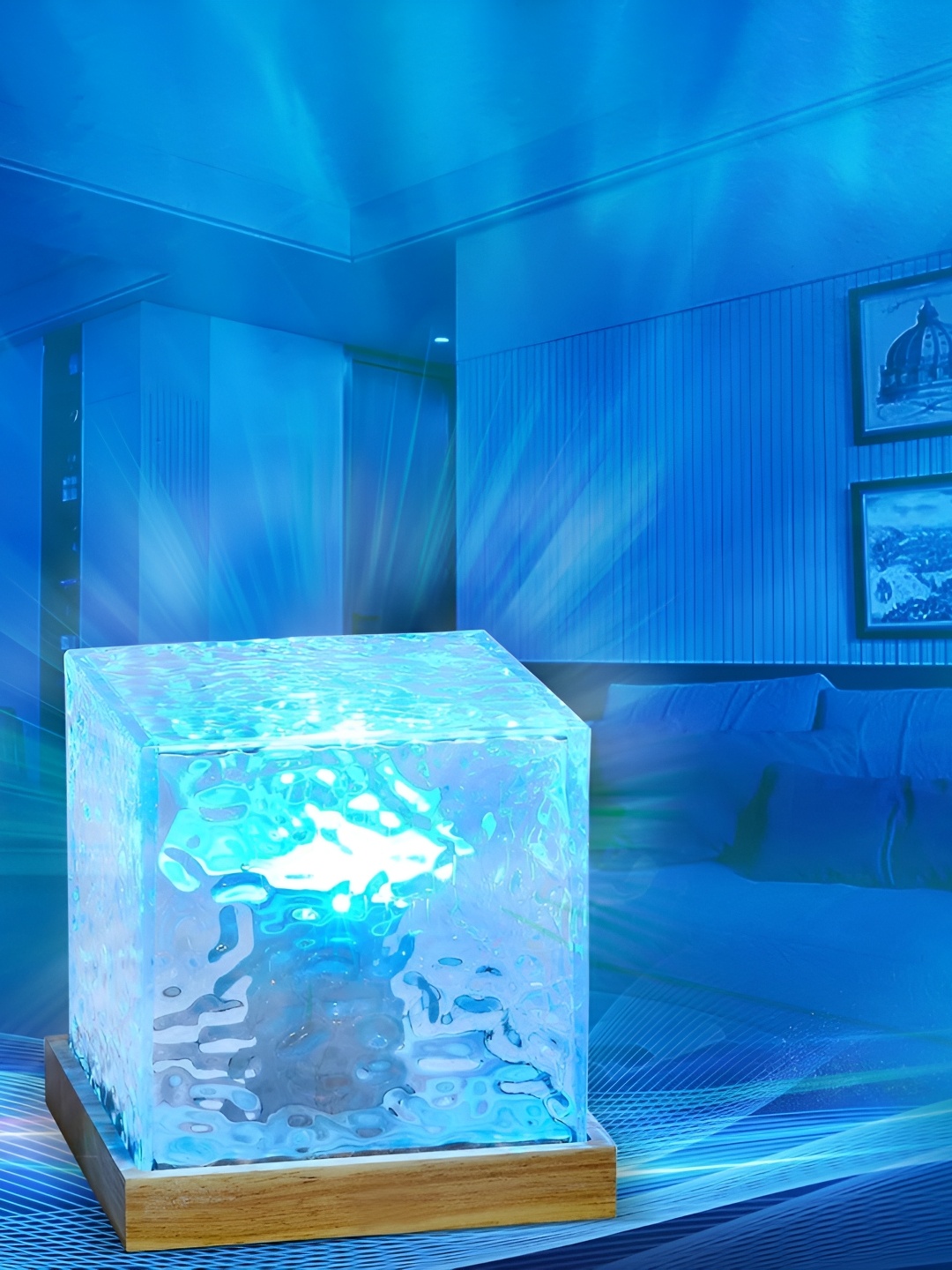 

XERGY Transparent & Gold Toned Industrial Remote Control Square Table Lamp