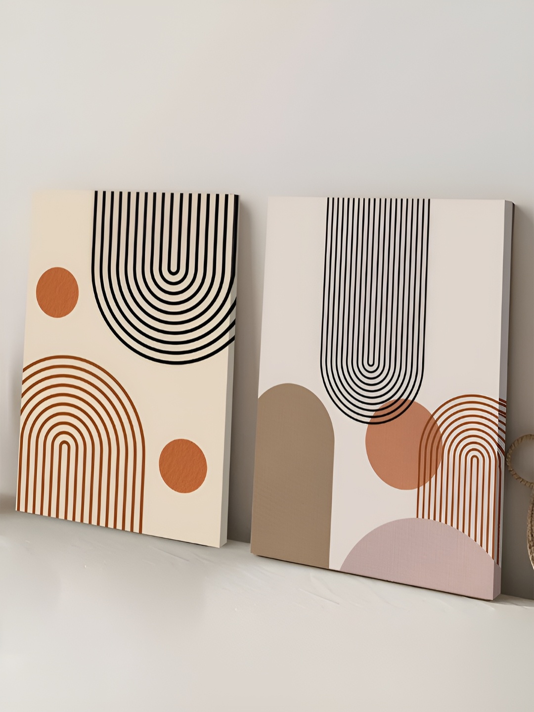 

Art Street Orange Coloured & Black 2 Pieces Geometric Canvas Painting Wall Art