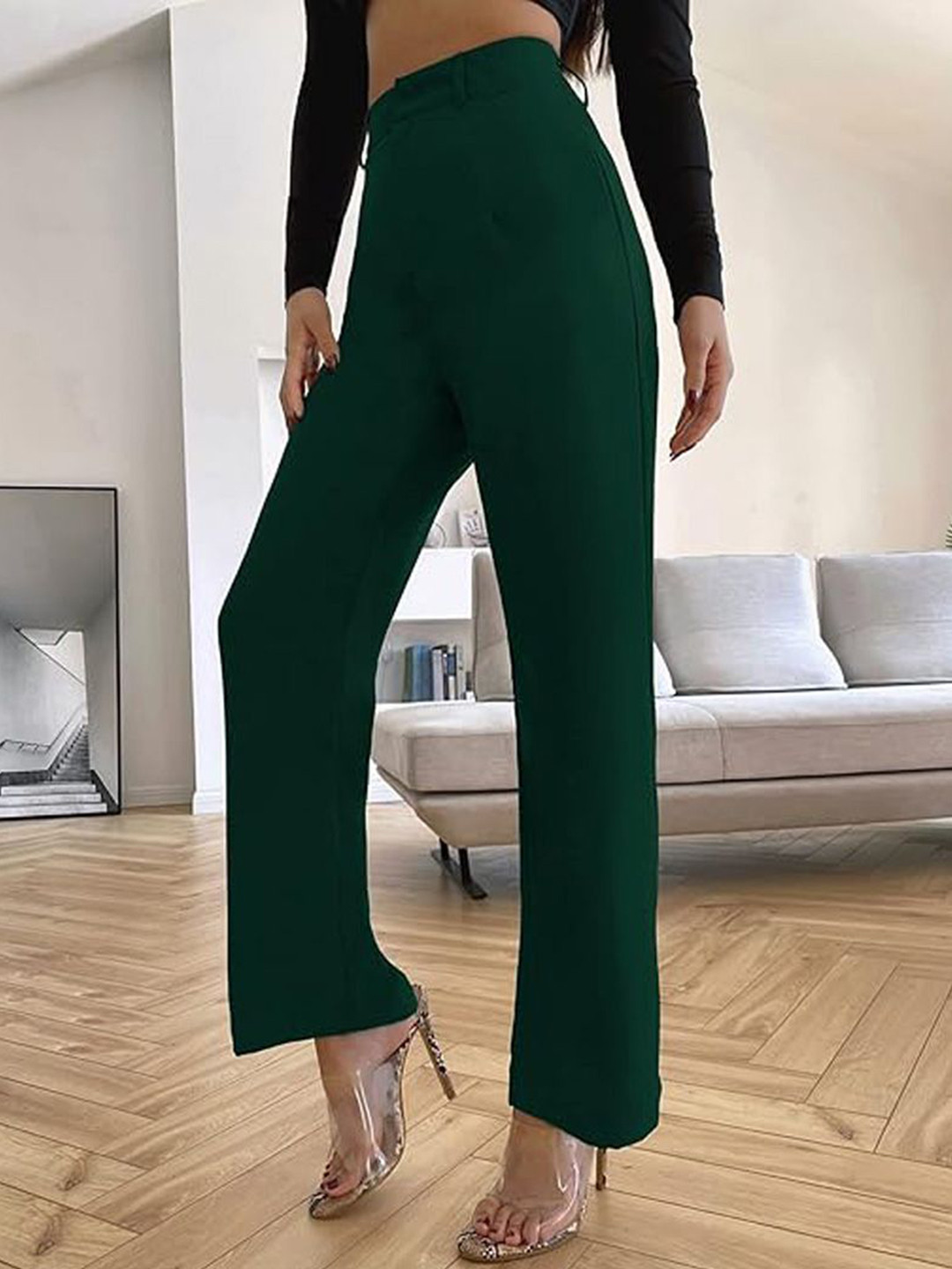 

BAESD Girls Relaxed Straight Leg Straight Fit High-Rise Trousers, Green