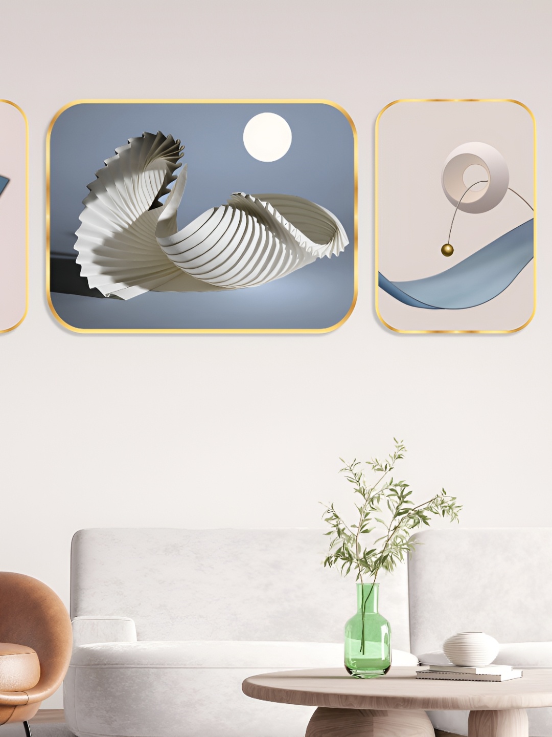 

SAF Grey & White 3 Piece Wood Other Wall Paintings