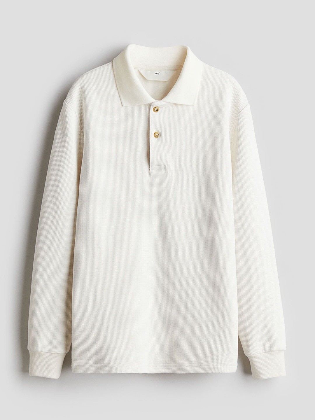 

H&M Boys Waffled Polo Shirt, White