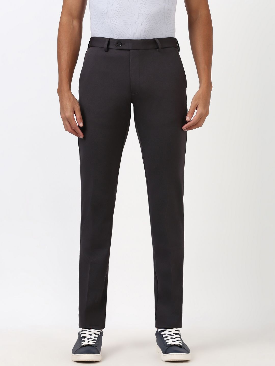

Peter England Men Slim Fit Trousers, Grey