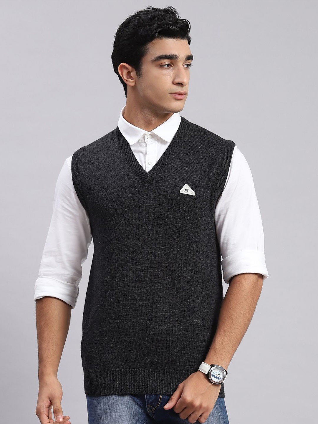

Monte Carlo Men Woollen Sweater Vest, Grey