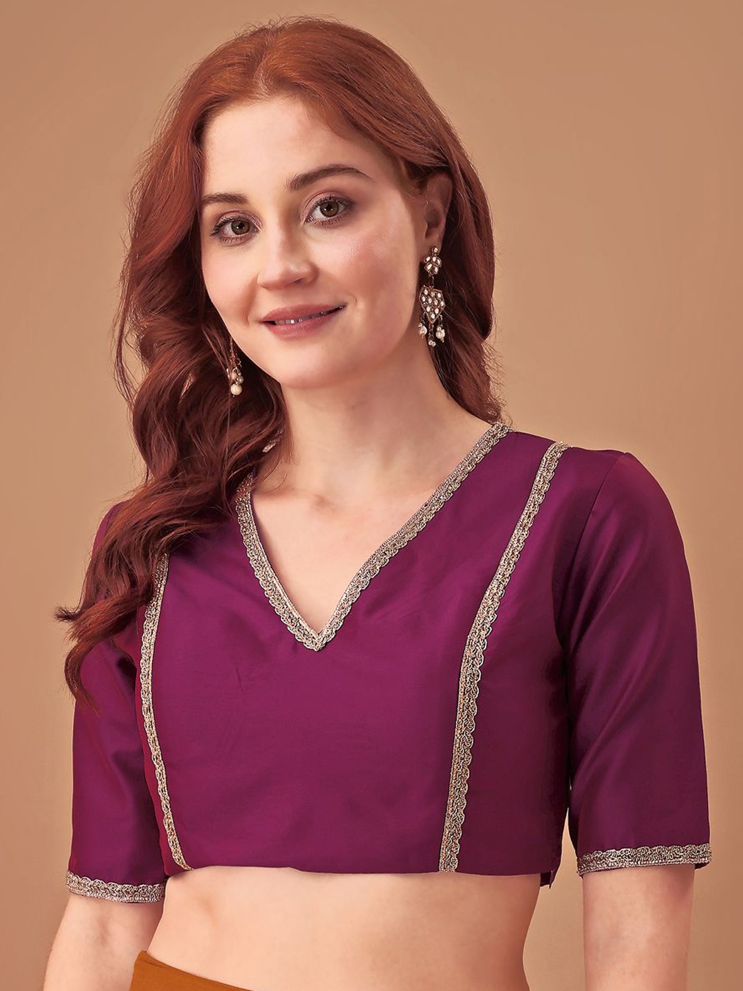 

Tikhi Imli Embellished Saree Blouse, Magenta